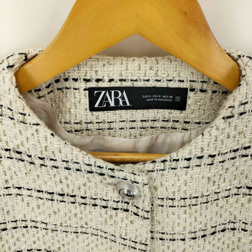 ザラ ZARA ツイード ノーカラー ジャケット レディース import:S