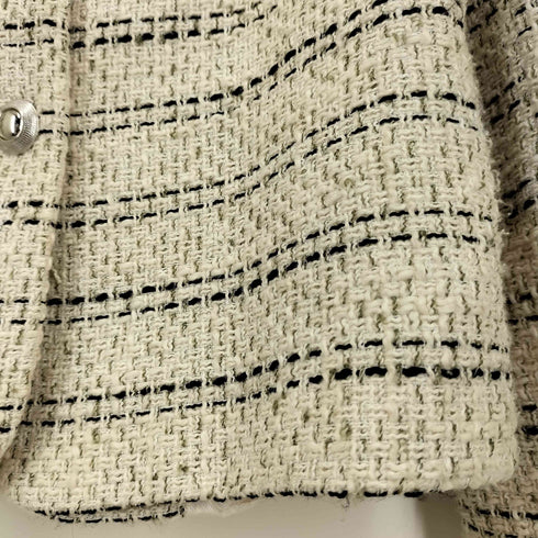 ザラ ZARA ツイード ノーカラー ジャケット レディース import:S