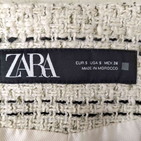 ザラ ZARA ツイード ノーカラー ジャケット レディース import:S
