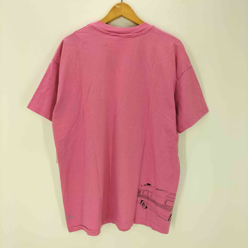 ヘインズ Hanes 80S USA製 ボディ カー プリント S/S Tシャツ 裾袖シングル メンズ import:XL