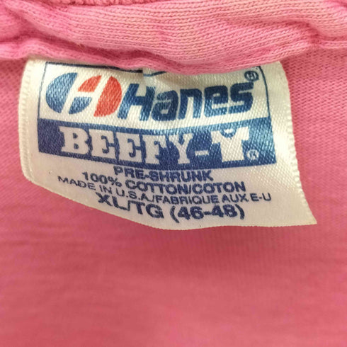 ヘインズ Hanes 80S USA製 ボディ カー プリント S/S Tシャツ 裾袖シングル メンズ import:XL