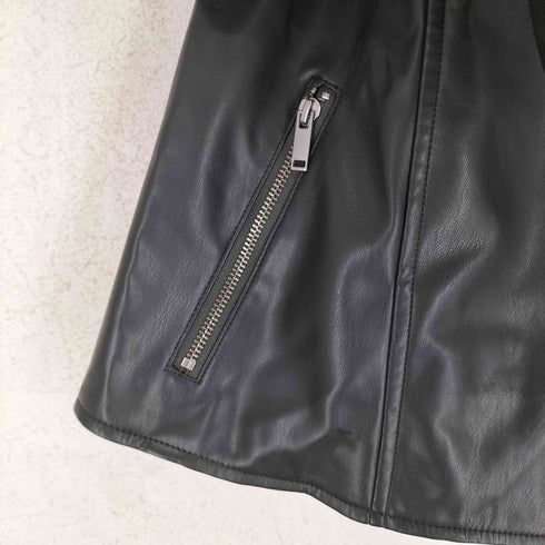 ギャップ Gap FAUX LTHR MOTO TRUE BLACK フェイクレザーダブルライダースジャケット レディース import:M