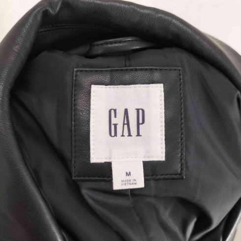 ギャップ Gap FAUX LTHR MOTO TRUE BLACK フェイクレザーダブルライダースジャケット レディース import:M