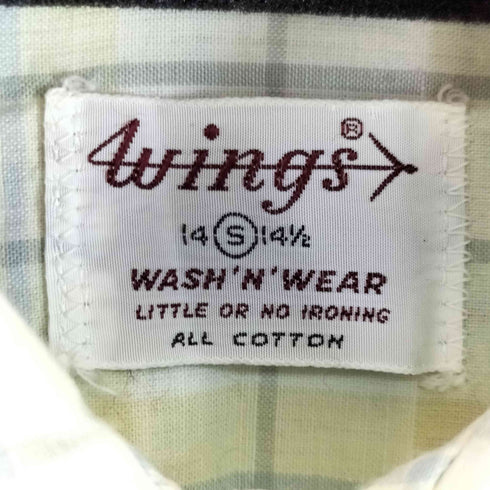 wings 60S チェック S/S シャツ メンズ 14 1/2