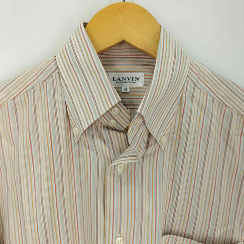 ランバン LANVIN ストライプ ボタンダウン コットンシャツ メンズ JPN:48
