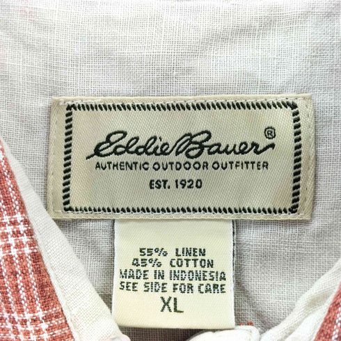エディーバウアー Eddie Bauer 00s リネンコットン チェックシャツ メンズ XL
