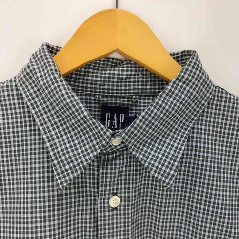 ギャップ Gap 90-00S 紺タグ OLD S/S チェック ボックス シャツ メンズ import:L