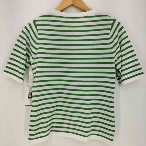 ラコステ LACOSTE UVカット 吸水速乾 ウォッシャブル COOLMAX クールマックス ボーダーニット半袖Tシャツ レディース JPN:36