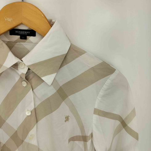 バーバリーロンドン BURBERRY LONDON エクエストリアン・ナイト ロゴ刺繍 メガノバチェック 七分袖 シャツ レディース EUR:38