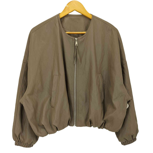 MAKITO フェイクレザー クロップド ノーカラー ブルゾン レディース M~L