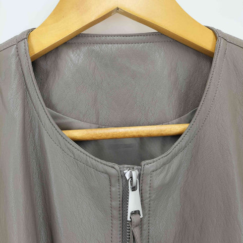 MAKITO フェイクレザー クロップド ノーカラー ブルゾン レディース M~L