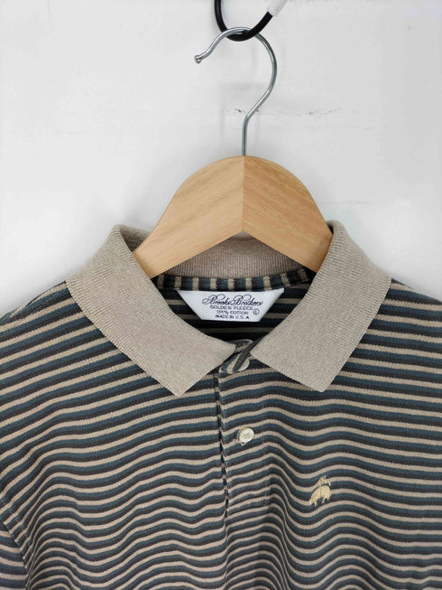 ブルックスブラザーズ BROOKS BROTHERS USA製 ボーダー柄 鹿の子ポロシャツ メンズ JPN:L