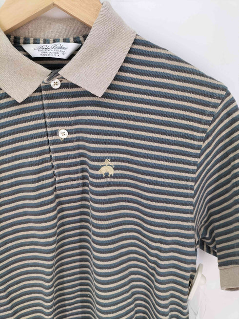 ブルックスブラザーズ BROOKS BROTHERS USA製 ボーダー柄 鹿の子ポロシャツ メンズ JPN:L