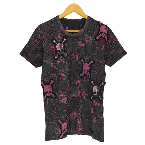 ロエン Roen 製品染 ビーズスカル 総柄 クルーネックTシャツ Y2K v-kei メンズ 44