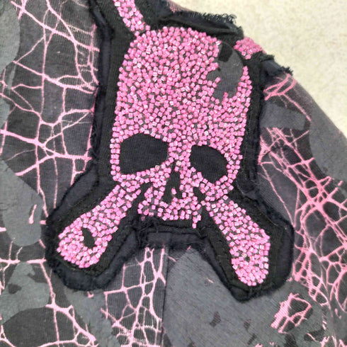 ロエン Roen 製品染 ビーズスカル 総柄 クルーネックTシャツ Y2K v-kei メンズ 44