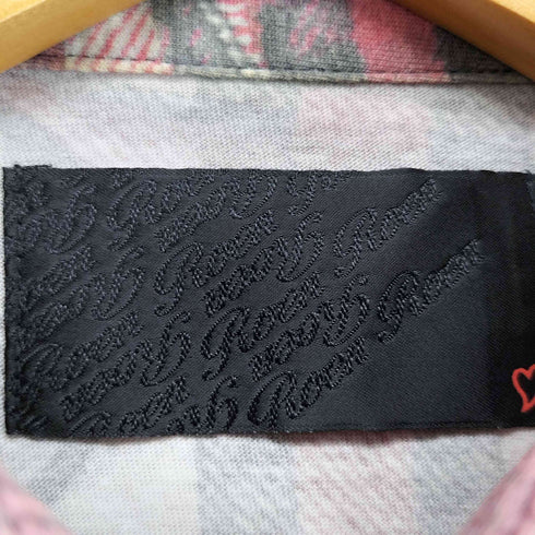 ロエン Roen 転写プリント チェック柄 七分袖 シャツ Y2K v-kei メンズ 42