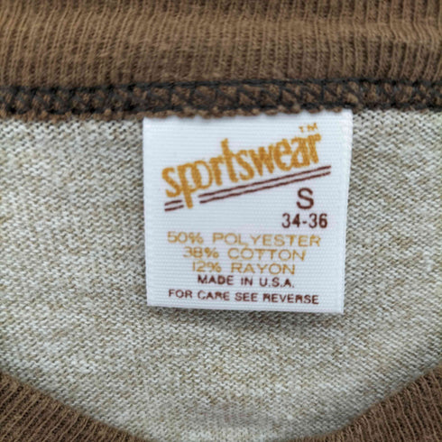 SPORTSWEAR 70-80s USA製 クルーネックリンガーTシャツ レディース JPN:S