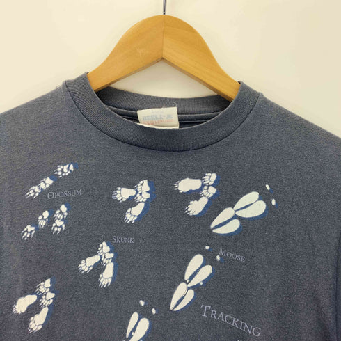 ヘインズ Hanes 90s メキシコ製 足跡 両面プリントクルーネックTシャツ レディース M