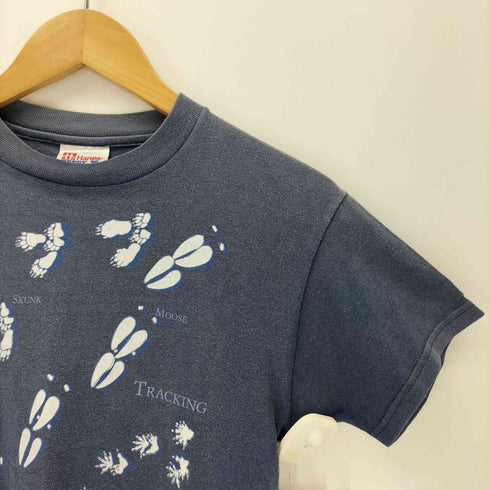 ヘインズ Hanes 90s メキシコ製 足跡 両面プリントクルーネックTシャツ レディース M