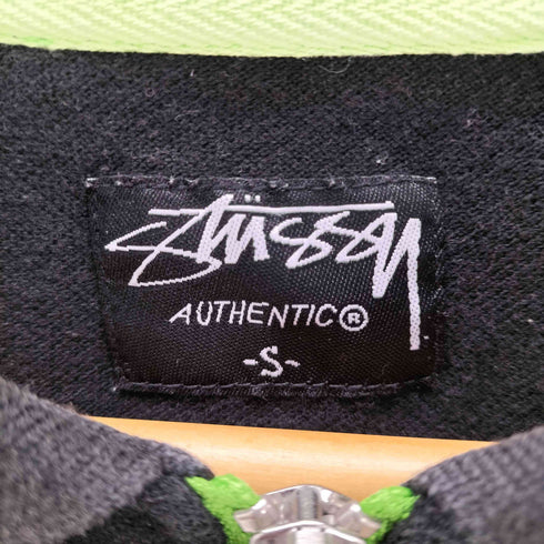 ステューシー Stussy 00S OLD 黒タグ 折れ クラウン 刺繍 ハーフジップ S/S ポロ シャツ 半袖 シャツ メンズ import:S