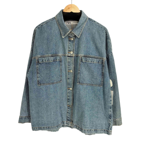 ザラ ZARA パッチポケットデニムジャケット レディース import:L