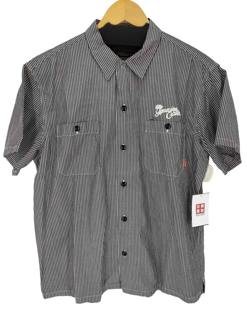 キャリー CALEE チェーンステッチ ストライプ ワークシャツ メンズ JPN:XL