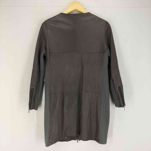 バンヤードストーム BARNYARDSTORM lamb leather ニット切替 ノーカラー レザーコート レディース JPN:1