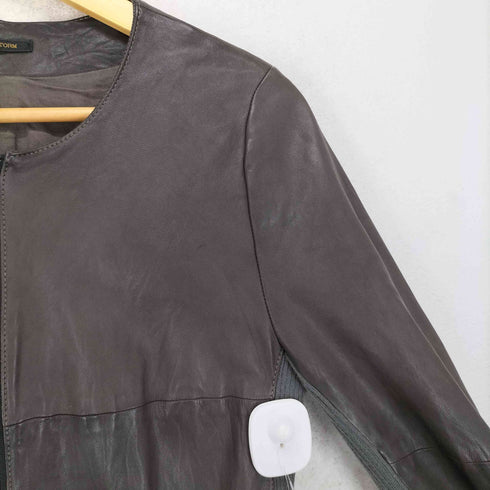 バンヤードストーム BARNYARDSTORM lamb leather ニット切替 ノーカラー レザーコート レディース JPN:1
