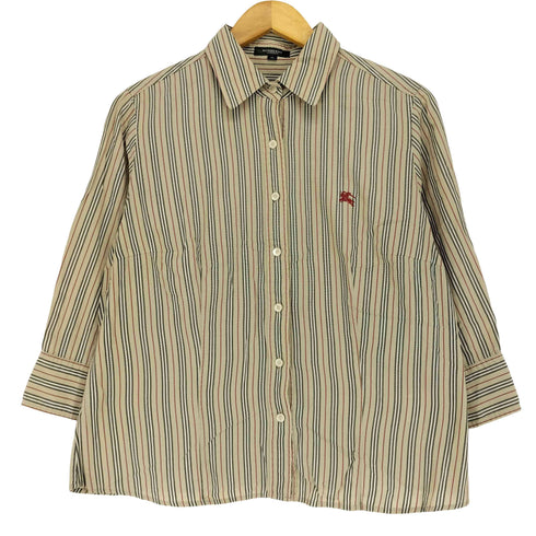 バーバリーロンドン BURBERRY LONDON ノヴァ ストライプ 七分袖 シャツ レディース JPN:46