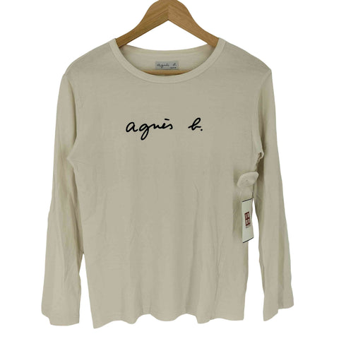 アニエスベー agnes b. PARIS ロゴプリント コットン クルーネックシャツ レディース JPN:1