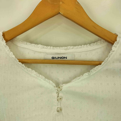 GIUNON フリル カットデザイン ヘンリーネック トップス レディース