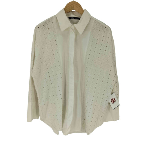 ザラ ZARA コントラスト刺繍入りシャツ レディース import:L