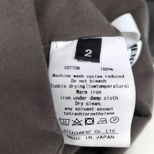 アタッチメント ATTACHMENT 23SS 80/2 PIMA CO JERSEY LAYERED S/S TEE ピマコットン レイヤード カットソー メンズ JPN:2
