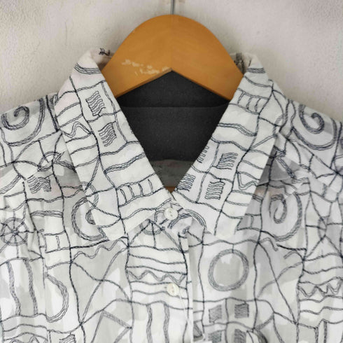 総柄 刺繍デザイン L/S シャツ レディース
