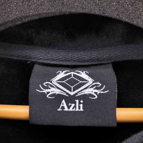 AZIL ビジュー ラメプリント ジップアップパーカー メンズ L