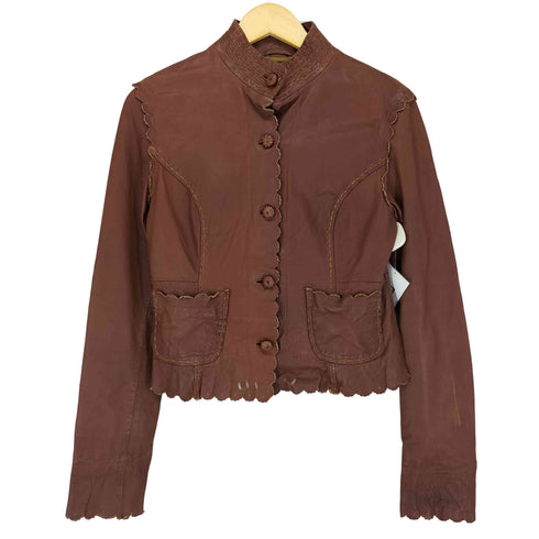 マックスアンドコー MAX&CO. lamb leather リアルレザージャケット レディース US:6