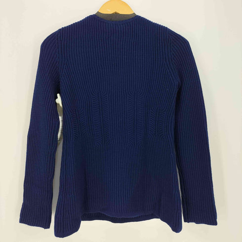 ジルサンダーネイビー JIL SANDER NAVY ウール フレア Uネック リブ 長袖 ニット レディース import:S