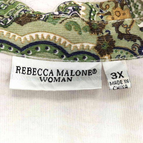 rebecca malone コーデュロイ ペイズリーシャツ レディース 3X