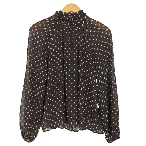 ザラ ZARA リボン付きドットプリントブラウス レディース import:S