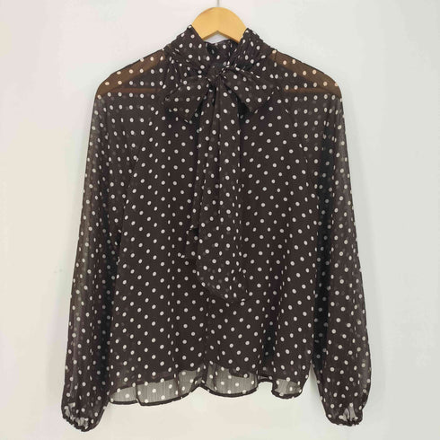 ザラ ZARA リボン付きドットプリントブラウス レディース import:S