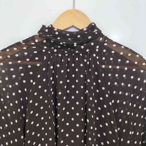 ザラ ZARA リボン付きドットプリントブラウス レディース import:S