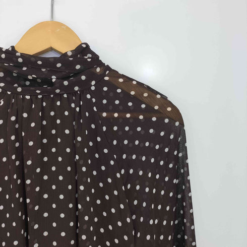 ザラ ZARA リボン付きドットプリントブラウス レディース import:S