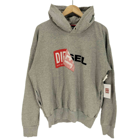 ディーゼル DIESEL イタリア製 ラベル ロゴ プリント プルオーバー パーカー メンズ JPN:S