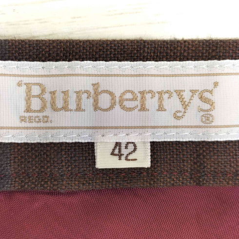 バーバリーズ BURBERRYS リネン100 ノバチェック 半袖 オープンカラーシャツ フレアスカート セットアップ レディース 42
