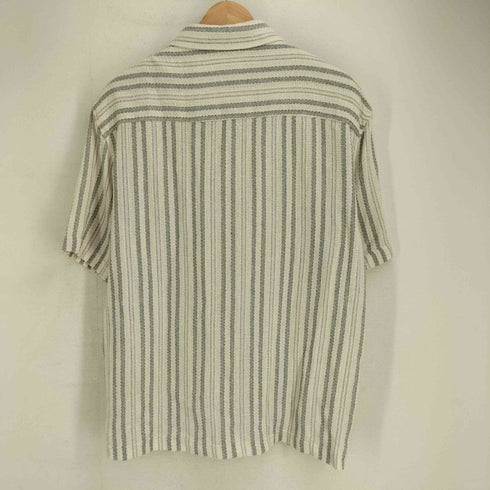 ザラ ZARA テクスチャー S/S オープンカラー ストライプシャツ メンズ import:L