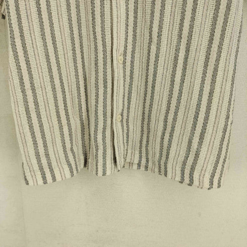 ザラ ZARA テクスチャー S/S オープンカラー ストライプシャツ メンズ import:L