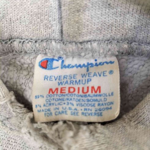 チャンピオン Champion 80s USA製 トリコタグ 染み込み 二段 プリント リバースウィーブ フーディー メンズ M