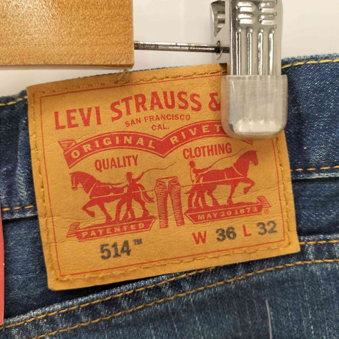 リーバイス Levis 514 ストレート デニム パンツ ダメージ 加工 ボタン裏 4649 刻印 デッドストック フラッシャー付き メンズ W36 L32