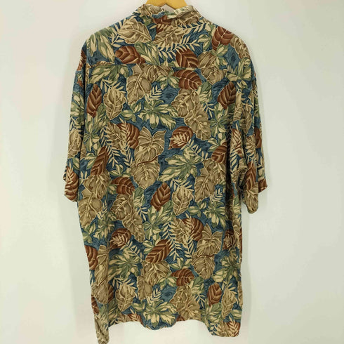 クラフトアンドバロー Croft&Barrow 90~00s リーフ柄 アロハ 半袖 シャツ レーヨン 100 メンズ import:XL