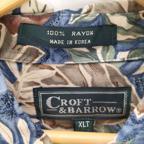 クラフトアンドバロー Croft&Barrow 90~00s リーフ柄 アロハ 半袖 シャツ レーヨン 100 メンズ import:XL